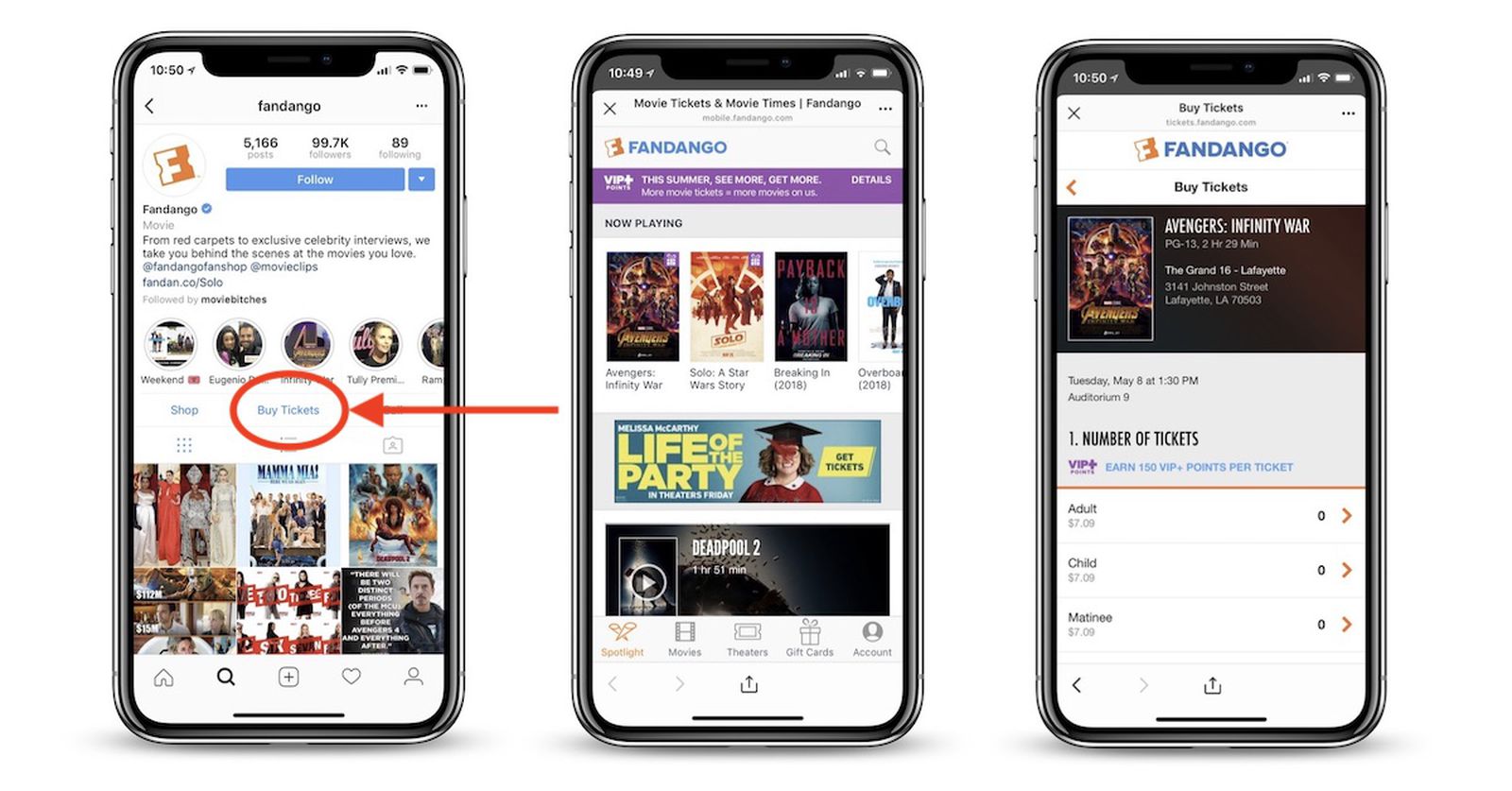Fandango Now Lets You Buy Movie Tickets Through Its Instagram Page ...