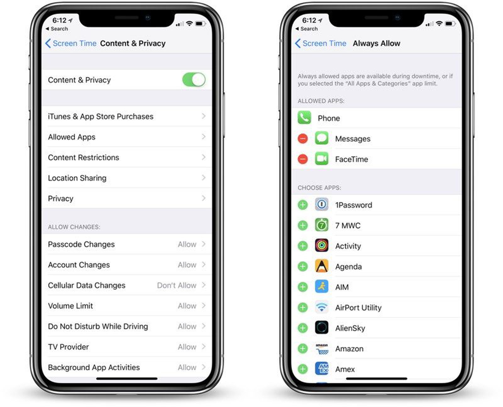 Меню настроек IOS 12