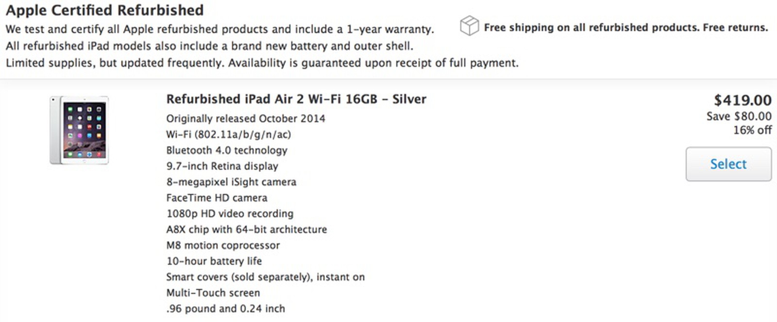 Apple сертифицировала. Apple certified refurbished IPAD.