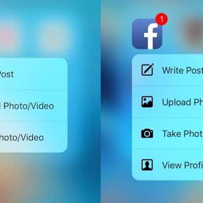Facebook iOS app Quick Actions