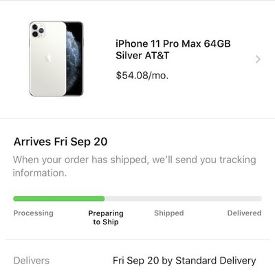 Iphone 11 Pre Order Statuses Begin Shifting To Preparing To Ship Macrumors