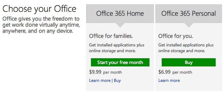 microsoft office 365 for mac cost