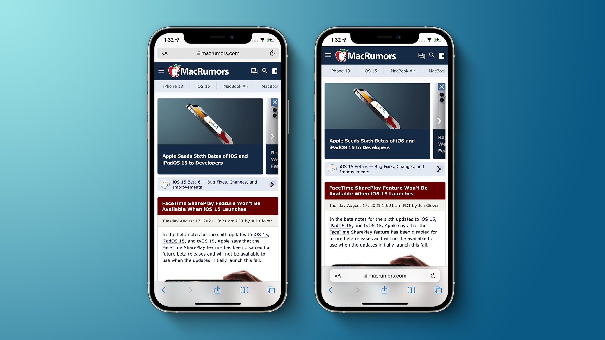 Apple Reverses iOS 15 Safari Changes With New Toggle for Top Address ...