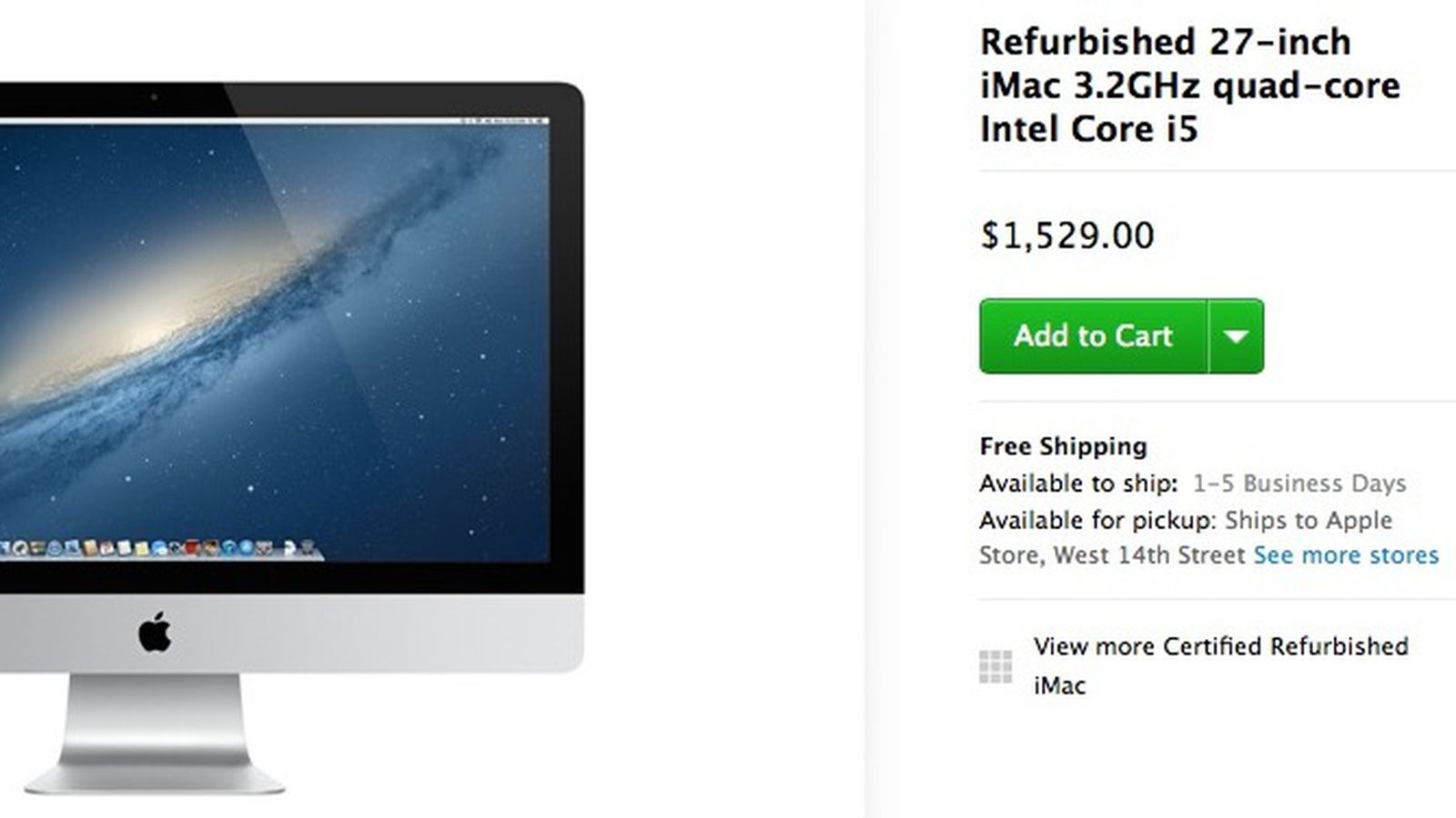 Refurbished Late 2013 27-Inch iMac Models Now Available in Apple's