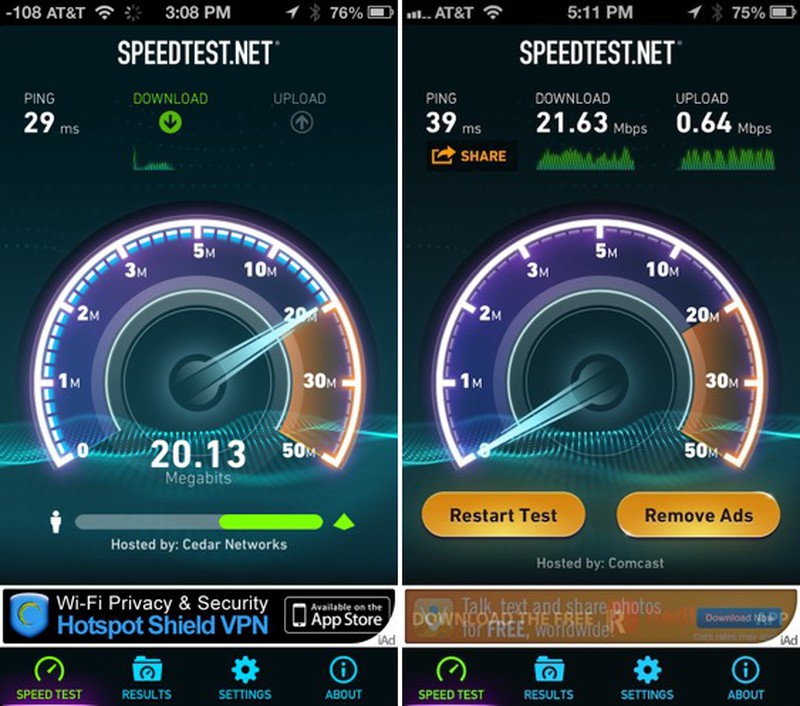 Broadband download speed test