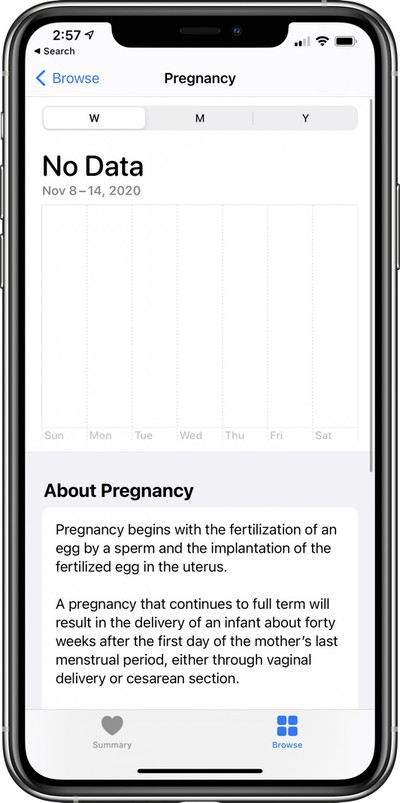 apple health app pregnancy