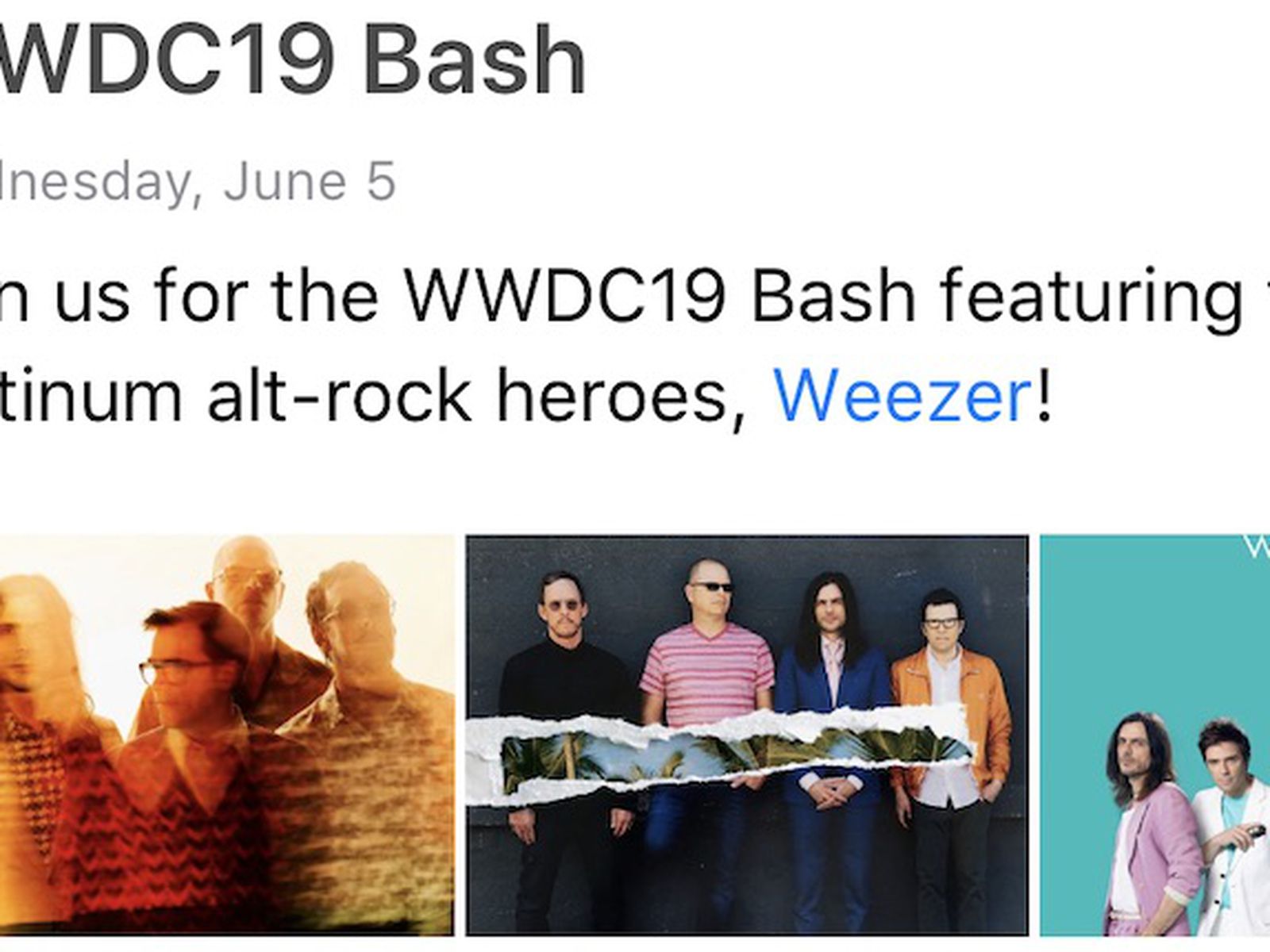 Weezer To Headline Apple S Wwdc 19 Bash Tonight Macrumors