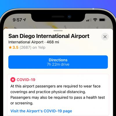 apple maps covid airport info