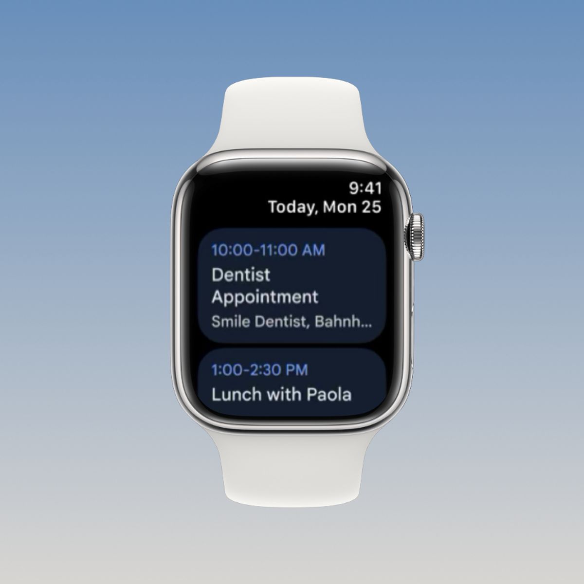 Apple Watch Calendar app Google Calendar events screenshot