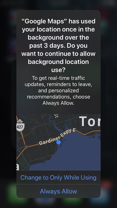 ios 13 location tracking reminder