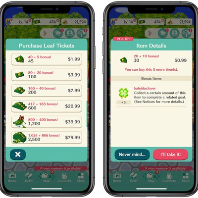 animal crossing in app purchases