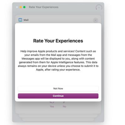 rate your experiences apple intelligence