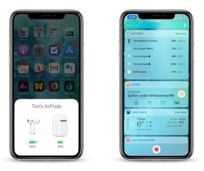 cómo verificar la duración de la batería de los AirPods en el iPhone