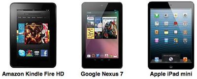 kindle fire hd nexus 7 ipad mini