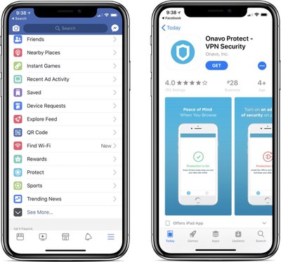 Facebook Promoting Its Onavo Vpn In Facebook Ios App Macrumors