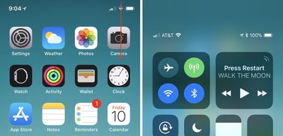 iphone x control center