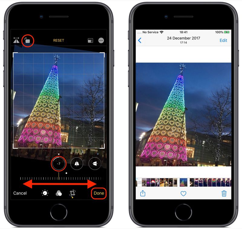 photos editing interface in iOS 13