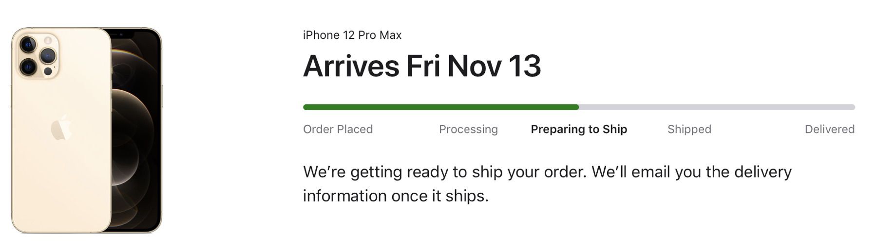 Iphone 12 Mini And Iphone 12 Pro Max Order Statuses Begin Shifting To Preparing To Ship Macrumors