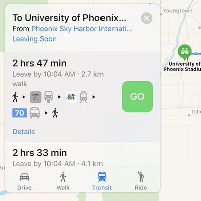 apple maps phoenix transit