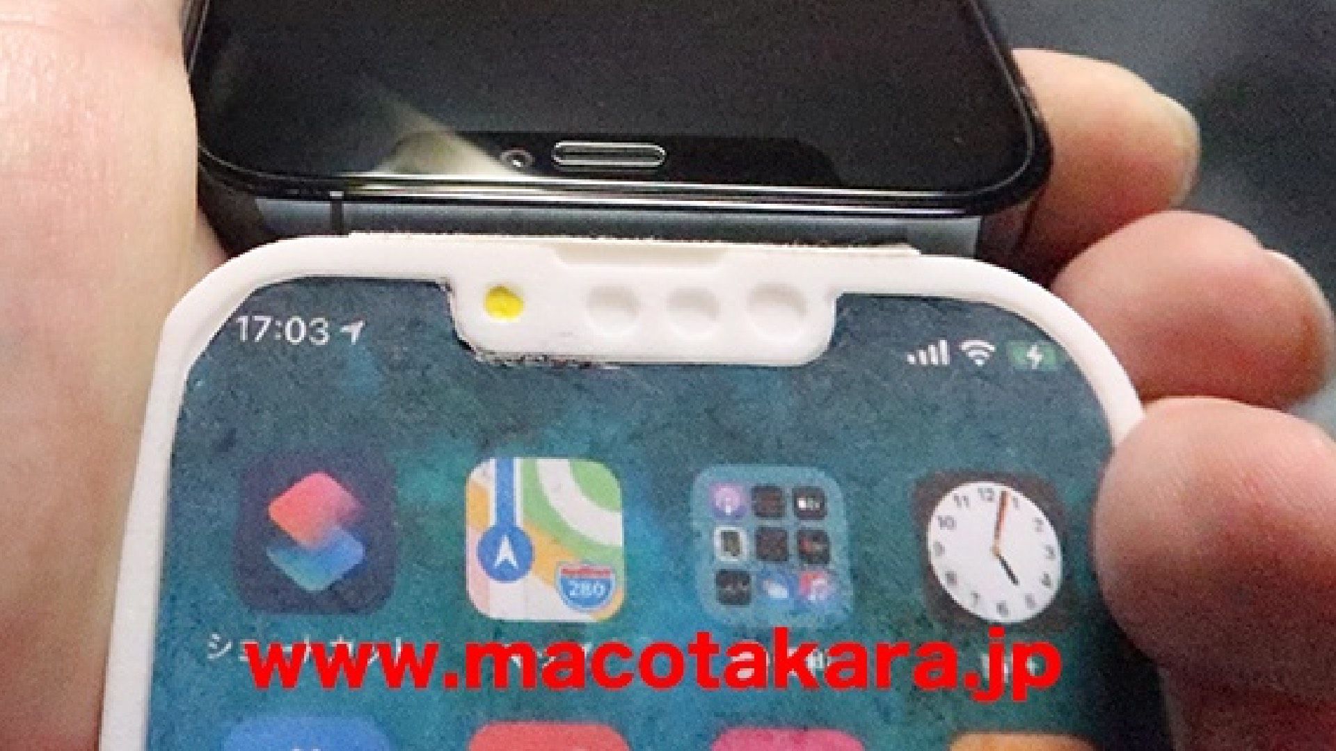 The car of the supposed iPhone 13 Pro displays smaller notches, repositioned headset and front camera