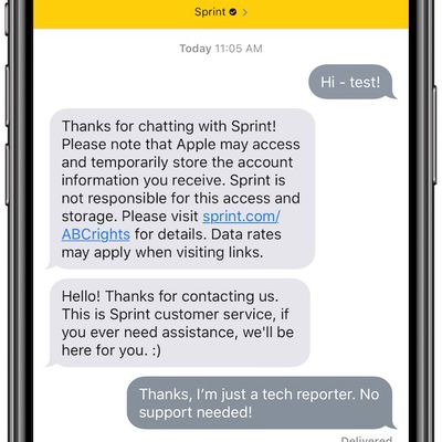 sprint apple business chat screenshot