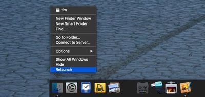 relaunch Finder on Mac
