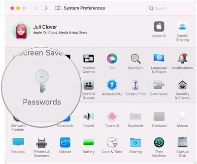 passwords system preferences