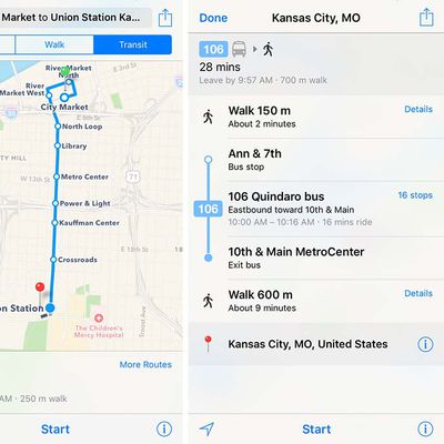 Apple Maps Transit Kansas City
