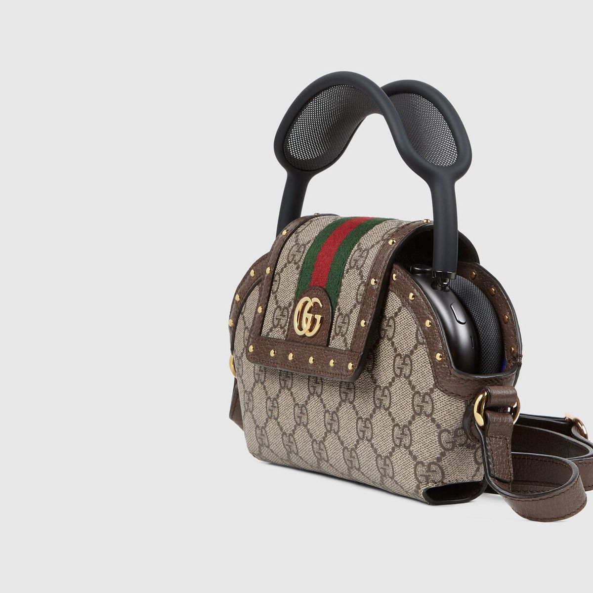 Gucci Textured Leather-trimmed Printed Coated-canvas Airpods Case