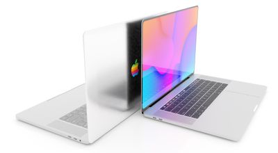 MacBook rainbow Apple logo concept
