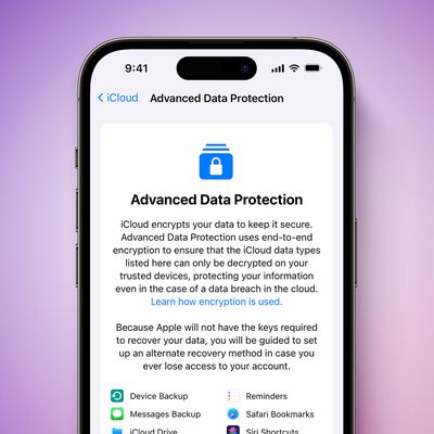 Apple advanced security Advanced Data Protection screen Feature Purple