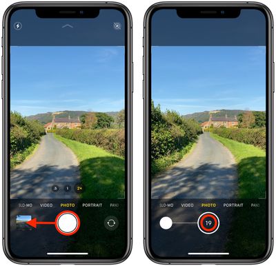 how to take burst photos iphone 11