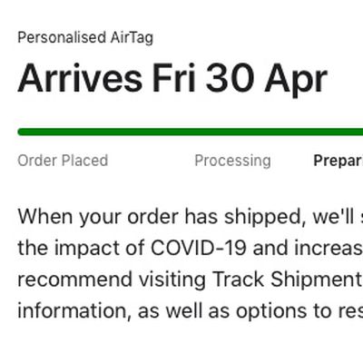 airtag preparing to ship