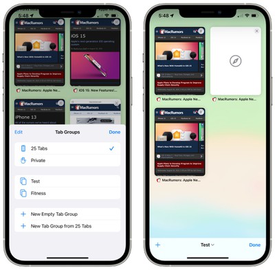 ios 15 grupos de pestañas safari