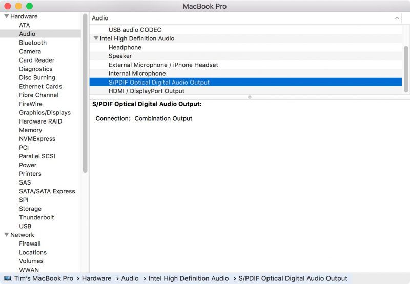macbook pro no audio output