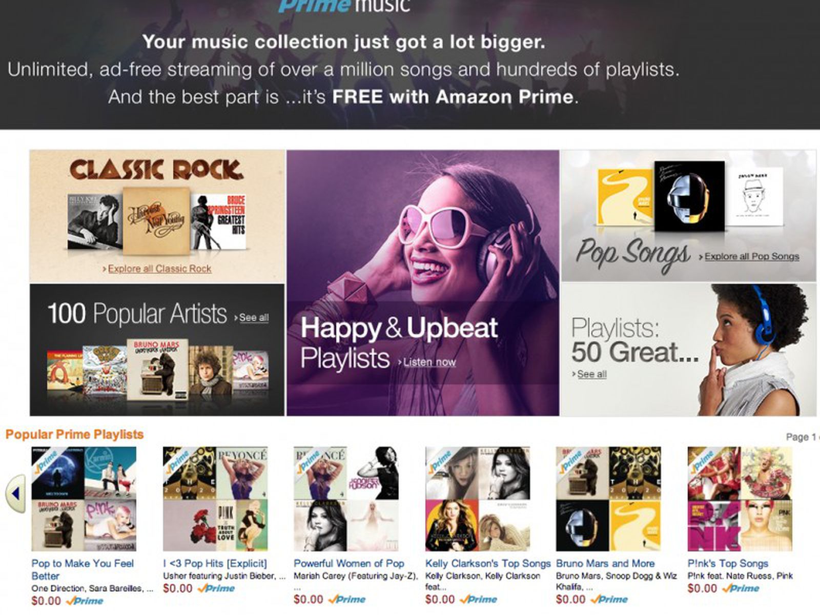 Amazon Launches Prime Music Streaming Service With Access To Over One Million Songs Macrumors