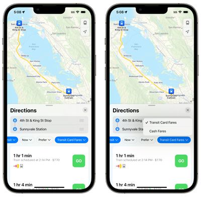 ios 16 maps transit fares