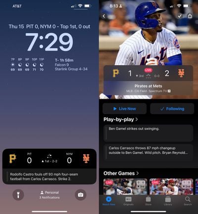 Activités sportives en direct sur iOS 16