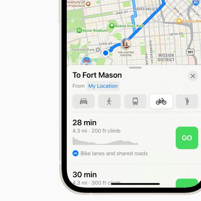 apple maps cycling directions