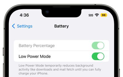 ios 16 battery low power mode beta 5 - آخرین نسخه بتا iOS 16 گزینه های درصد باتری را در حالت کم مصرف به روز می کند