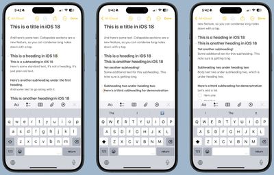 notas de ios 18 encabezados plegables