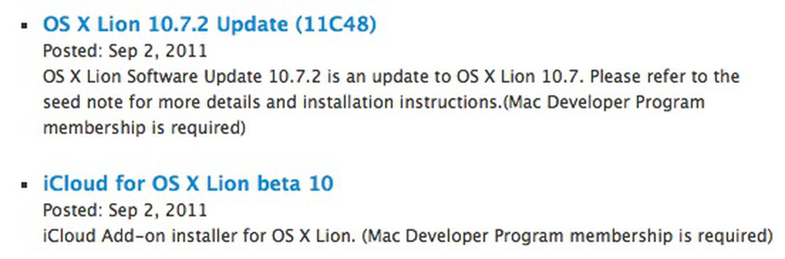 Apple Seeds OS X Lion 10.7.2 Build 11C48 and iCloud Beta 10 to ...