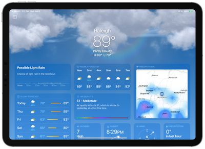 ipad weather map ipados 16 - برنامه هواشناسی iOS 16 با ادغام عمیق تر آسمان تاریک، تعمیرات اساسی قابل توجهی دریافت می کند