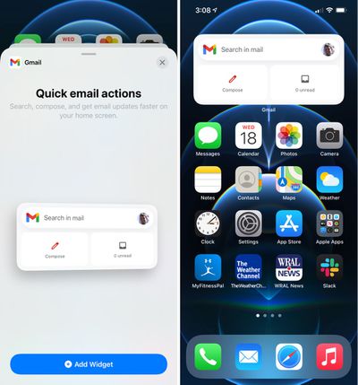 gmail widget ios 14