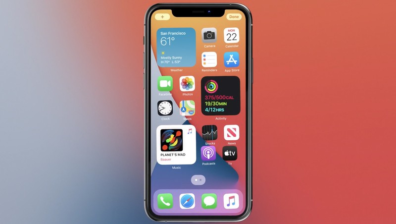 new ios home page with custom sizes for widgets