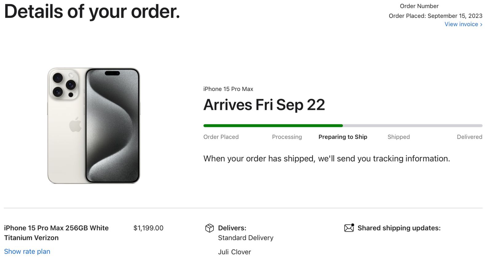 Some iPhone 15 and iPhone 15 Pro Pre-Orders Now 'Preparing to Ship