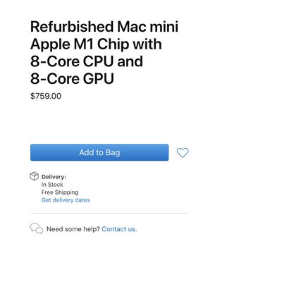 apple refurbished m1 mac mini