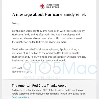 apple hurricane sandy donation
