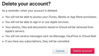 delete account red button