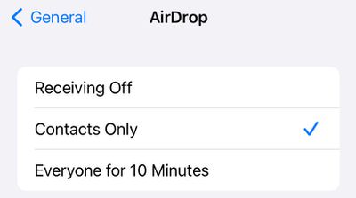 AirDrop همه به مدت 10 دقیقه